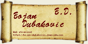 Bojan Dubaković vizit kartica